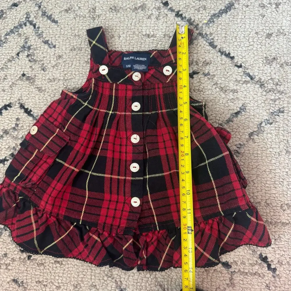 Ralph Lauren Toddler Girl Red and Black Plaid Dress 9m